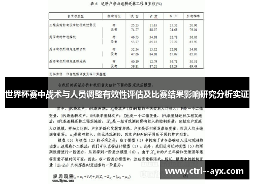 世界杯赛中战术与人员调整有效性评估及比赛结果影响研究分析实证